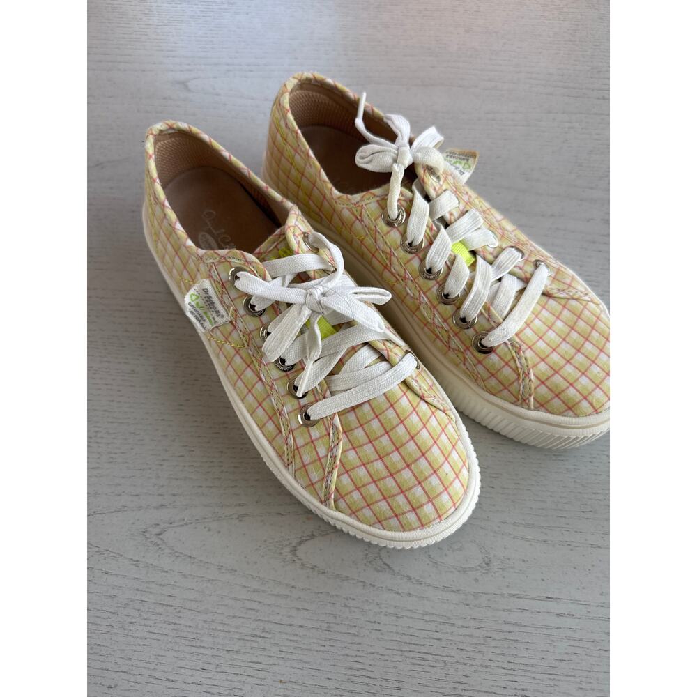 Dr Scholls FUNDAY Original Yellow Plaid Platform Orthopedic Walking Sneakers